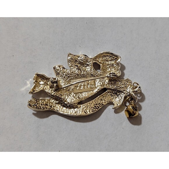 Vintage signed AAi flying Santa with bell pin brooch 2" holiday Christmas - Picture 2 of 4